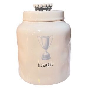 Rae Dunn REWARD. Canister with trophy and crown lid 9 X 6 NWOT